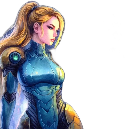 concept art, comic book art, fantasy art, pixel art, blue, futuristic, techno-environment, woman transparent PNG cut-out