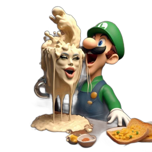 food, hat, 3d render, concept art, luigi, mario, series, laughs transparent PNG cut-out