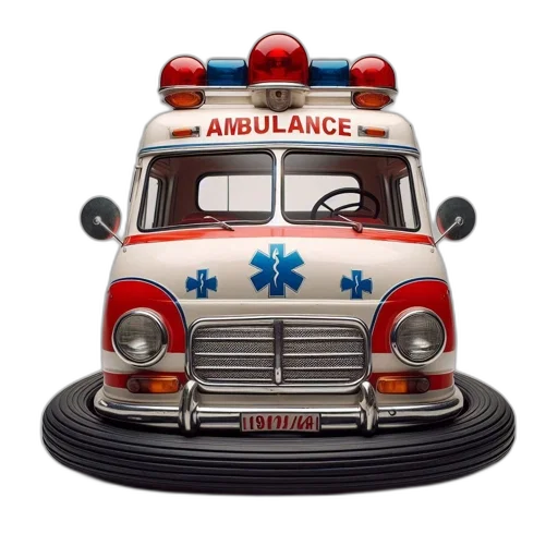 car, concept art, 3d render, unusual, hovercraft, styled, ambulance, combines transparent PNG cut-out