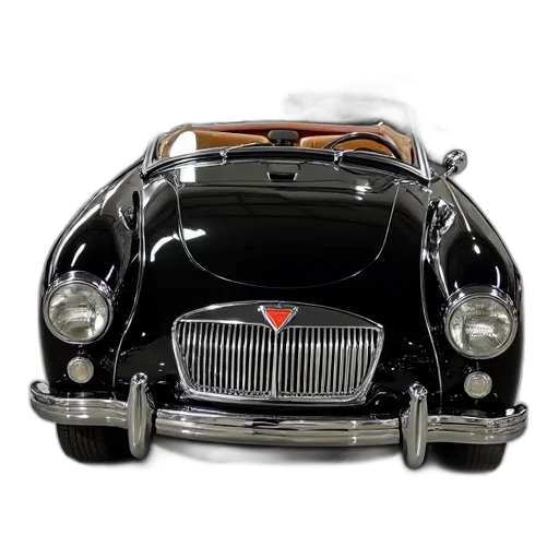 car, 3d render, black, convertible, shiny, chrome, grille, brown transparent PNG cut-out