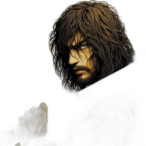 face, hair, animal, creature, fantasy art, concept art, photorealistic, comic book art transparent PNG cut-out