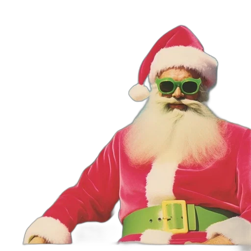 3d render, santa, claus, vibrant, tropical, location, sporting, sunglasses transparent PNG cut-out