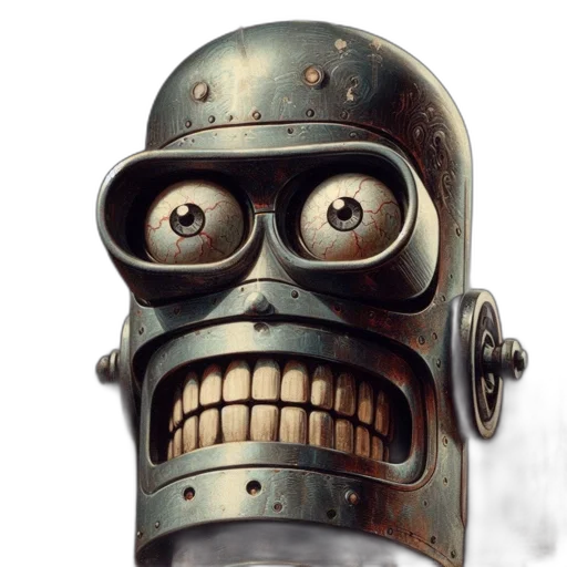 robot, face, mask, staff, concept art, 3d render, photorealistic, comic book art transparent PNG cut-out