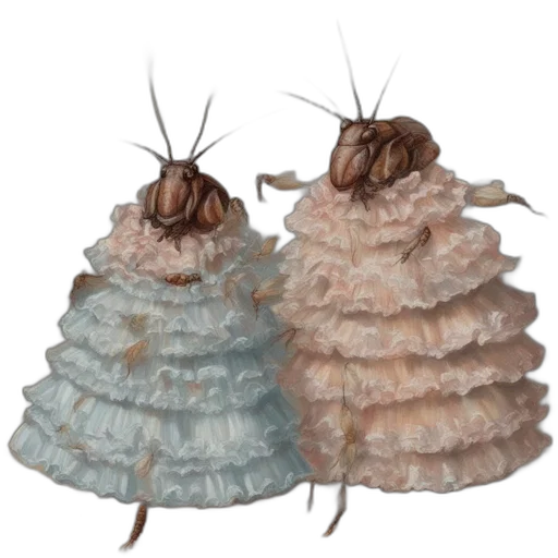 dress, jacket, hat, crown, 3d render, pastel, two, anthropomorphic transparent PNG cut-out