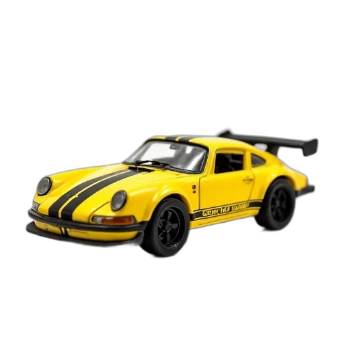 car, 3d render, photorealistic, concept art, yellow, toy, black, racing transparent PNG cut-out