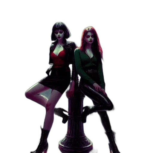 concept art, comic book art, fantasy art, 3d render, neon lights, city street, dark, red transparent PNG cut-out