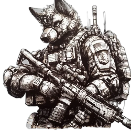 weapon, staff, animal, jacket, concept art, pixel art, fantasy art, watercolor transparent PNG cut-out