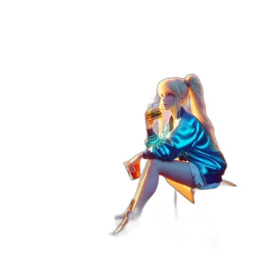 dress, jacket, robot, creature, concept art, anime, pixel art, vaporwave transparent PNG cut-out
