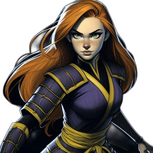 comic book art, concept art, fantasy art, cartoon, golden, female, animated, character transparent PNG cut-out