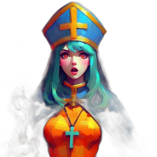 staff, crown, dress, face, fantasy art, concept art, pixel art, watercolor transparent PNG cut-out