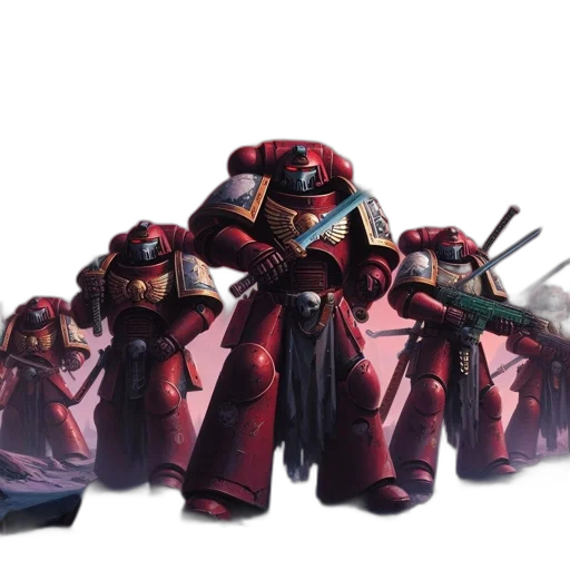 robot, weapon, concept art, 3d render, fantasy art, red, armored, warriors transparent PNG cut-out