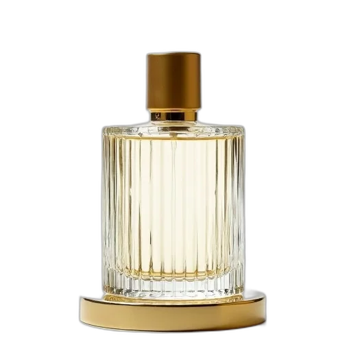 bottle, crown, clear, glass, perfume, golden, cap, base transparent PNG cut-out