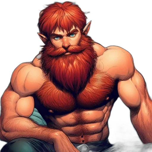 animal, fantasy art, comic book art, concept art, pixel art, imposing, muscular, man transparent PNG cut-out