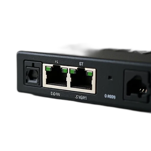 3d render, black, network, switch, multiple, ports, label, front transparent PNG cut-out