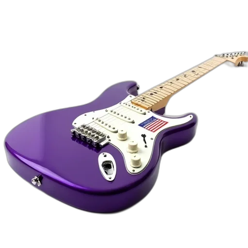 weapon, 3d render, photorealistic, close-up, white, electric, guitar, purple transparent PNG cut-out