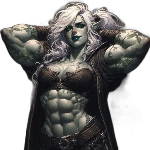 comic book art, fantasy art, concept art, photorealistic, green, fantasy, character, elf transparent PNG cut-out