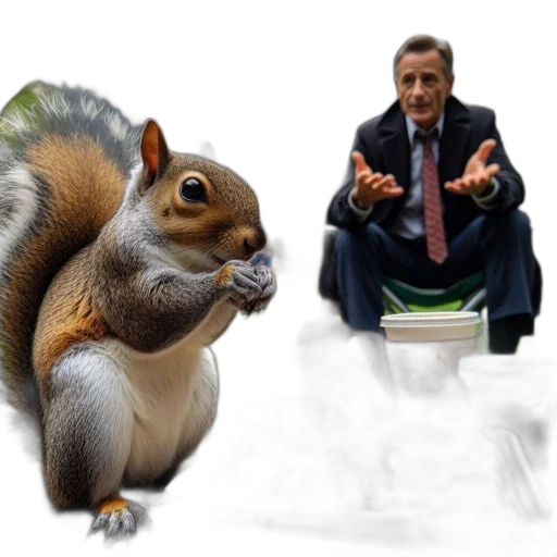 animal, concept art, photorealistic, squirrel, enjoys, picnic, spread, urban transparent PNG cut-out
