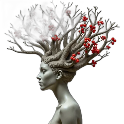crown, tree, jewelry, hair, concept art, photorealistic, fantasy art, 3d render transparent PNG cut-out