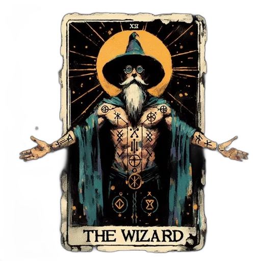 fantasy art, concept art, comic book art, image, portrays, mystical, wizard, tarot transparent PNG cut-out