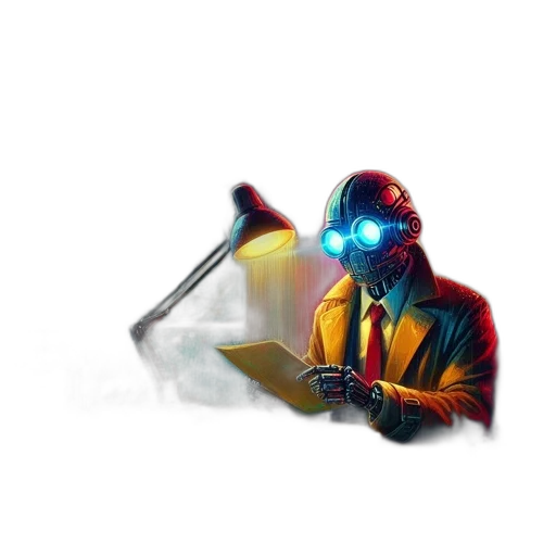 robot, staff, mask, weapon, concept art, cyberpunk, 3d render, pixel art transparent PNG cut-out