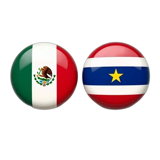 two, circular, objects, glossy, finish, each, representing, country transparent PNG cut-out