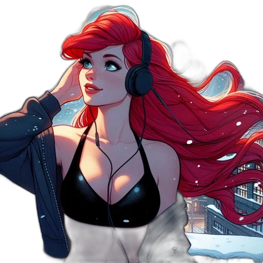 comic book art, concept art, cartoon, cyberpunk, neon lights, underwater, red, young transparent PNG cut-out