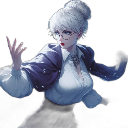 jacket, staff, dress, concept art, fantasy art, anime, photorealistic, snow transparent PNG cut-out