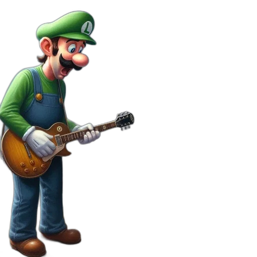weapon, animal, concept art, 3d render, pixel art, cartoon, luigi, plays transparent PNG cut-out