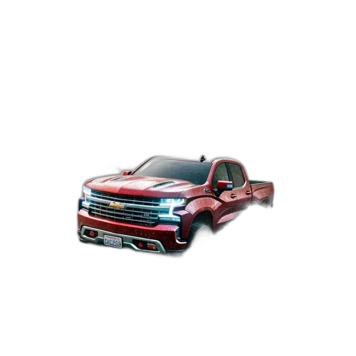 car, 3d render, photorealistic, concept art, chevrolet, truck, drives, through transparent PNG cut-out