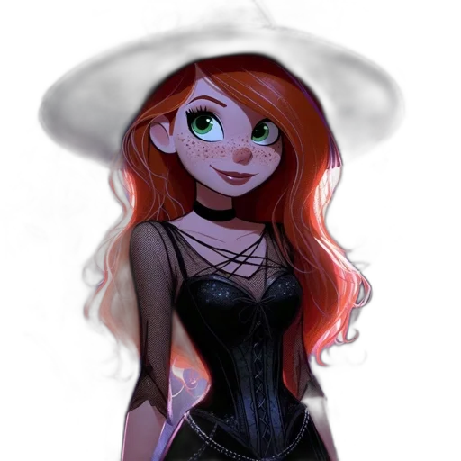 dress, hat, staff, crown, fantasy art, concept art, watercolor, cartoon transparent PNG cut-out