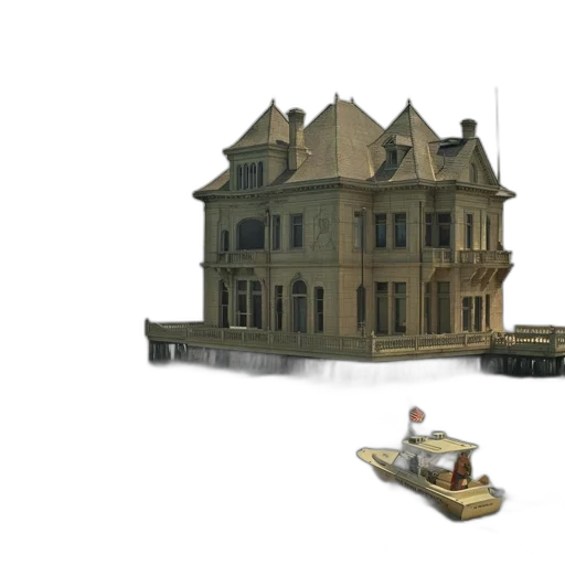 building, 3d render, concept art, photorealistic, pixel art, underwater, city street, fog transparent PNG cut-out