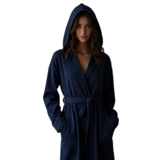 dress, jacket, blue, hood, robe, jersey, navy transparent PNG cut-out