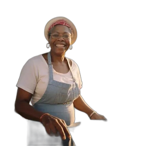 staff, hat, food, face, photorealistic, woman, red, bandana transparent PNG cut-out