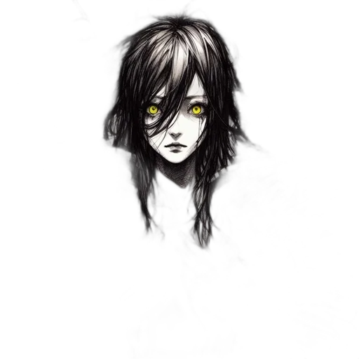 face, mask, creature, hair, comic book art, concept art, fantasy art, anime transparent PNG cut-out