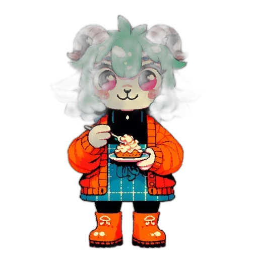 food, creature, animal, jacket, vaporwave, pixel art, concept art, cartoon transparent PNG cut-out