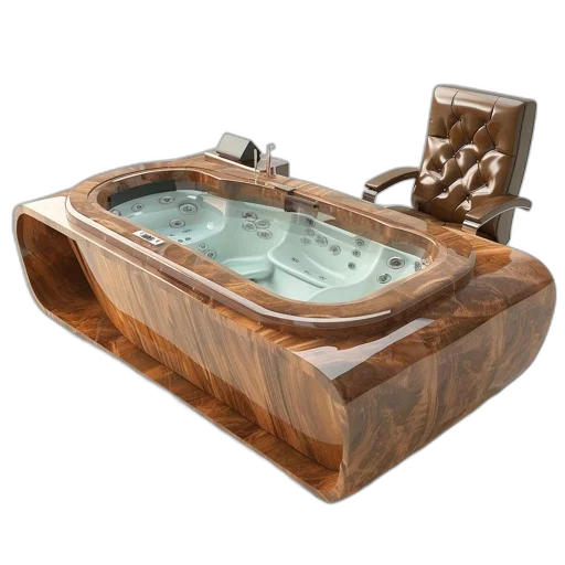 furniture, desk-like, structure, doubles, jacuzzi, featuring, modern, office transparent PNG cut-out