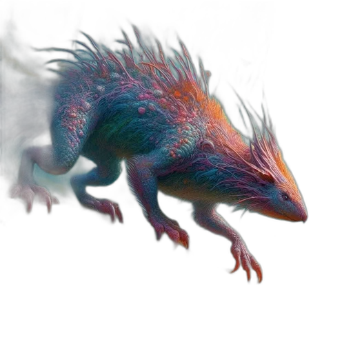 dragon, creature, animal, hair, concept art, 3d render, fantasy art, photorealistic transparent PNG cut-out