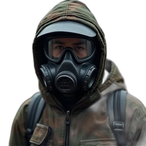 mask, jacket, face, concept art transparent PNG cut-out