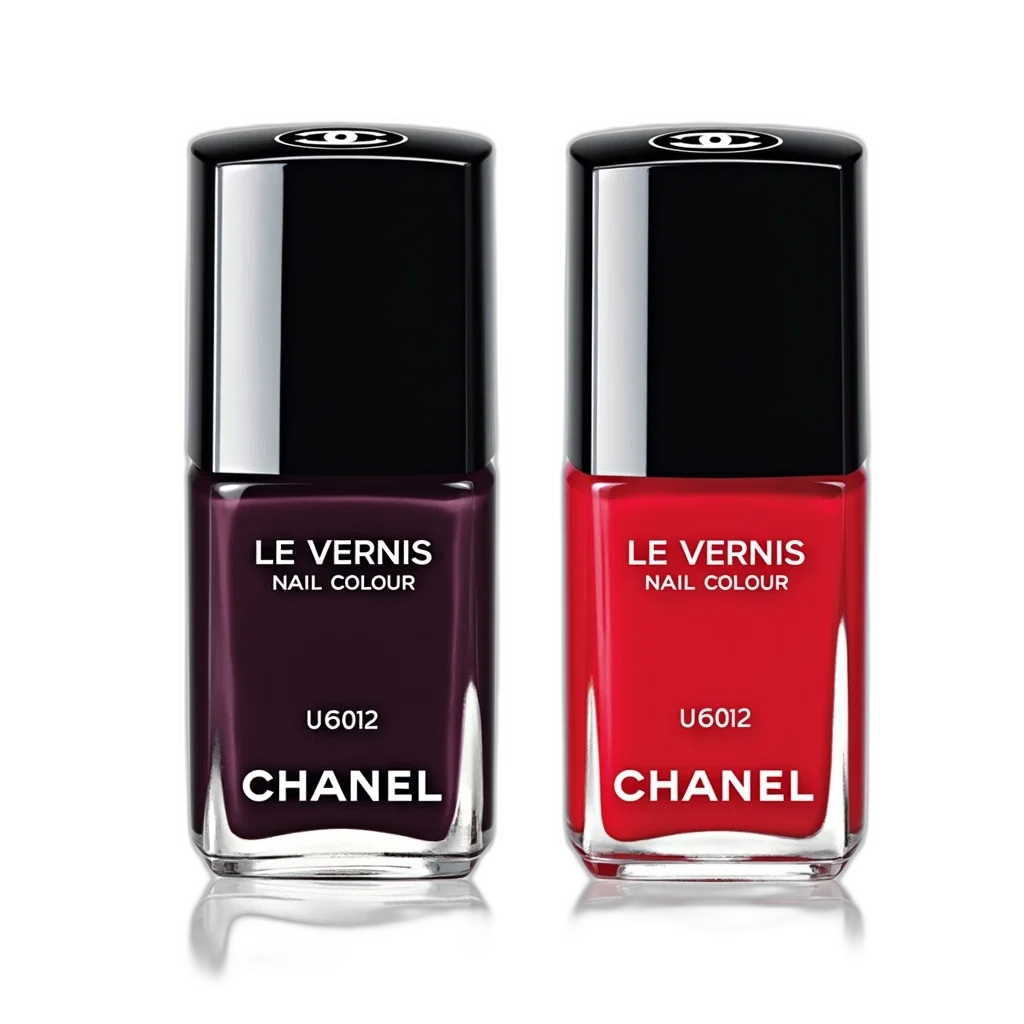 red, dark, two, bottles, chanel, vernis, nail, colour transparent PNG cut-out