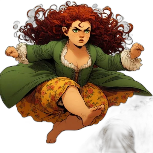 dress, fantasy art, concept art, comic book art, pixel art, fire, woman, leaps transparent PNG cut-out