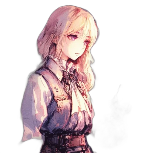 dress, staff, jacket, sword, watercolor, fantasy art, concept art, anime transparent PNG cut-out