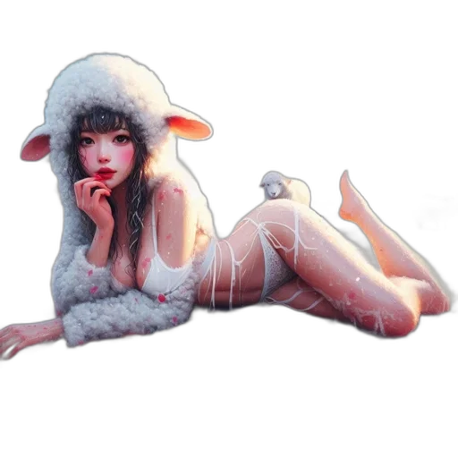 creature, dress, hat, fantasy art, concept art, pixel art, photorealistic, snow transparent PNG cut-out