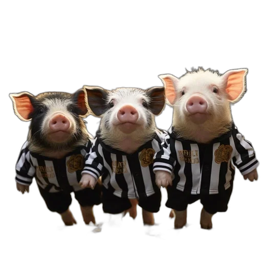animal, three, pig, police, officers, stand, cobblestone, street transparent PNG cut-out