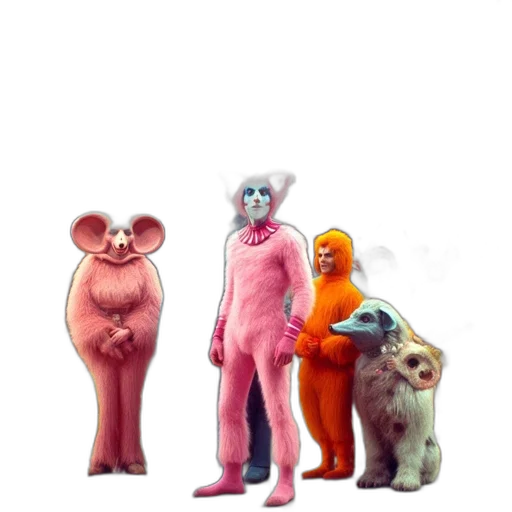 animal, creature, mask, staff, 3d render, concept art, pastel, neon transparent PNG cut-out