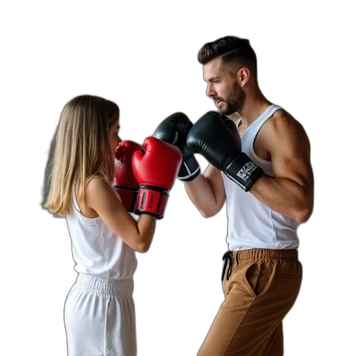 weapon, man, young, girl, practicing, boxing, home, gym transparent PNG cut-out