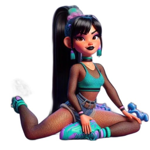 concept art, 3d render, vaporwave, cartoon, neon lights, neon, animated, character transparent PNG cut-out