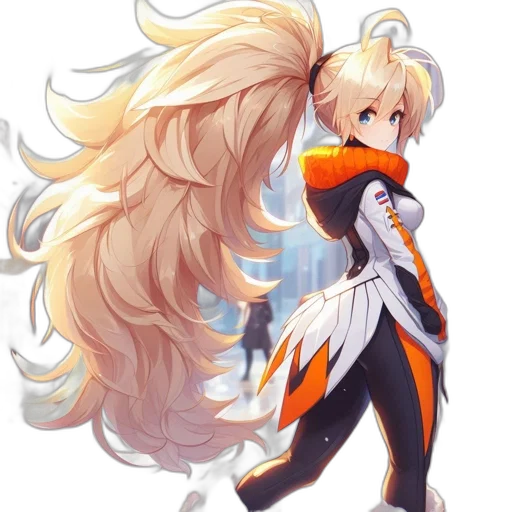 hair, dragon, staff, weapon transparent PNG cut-out