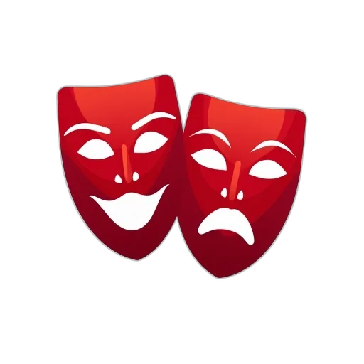 mask, red, theatre, masks, icon, digital, any, design transparent PNG cut-out