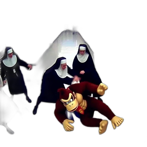 concept art, 3d render, pixel art, donkey, kong, lies, floor, supermarket transparent PNG cut-out