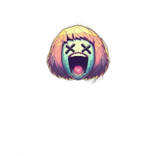 hair, creature, face, animal, anime, pixel art, vaporwave, cartoon transparent PNG cut-out